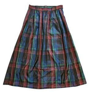 VINTAGE COMM black plaid skirt pleated size 10 NOS